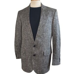 Bachrach‎ 38R Mens Herringbone Tweed Blazer Sport Coat Jacket Gray Wool Blend